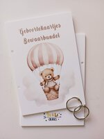 Geboortekaartjes bewaarbundel beer met parachute roze