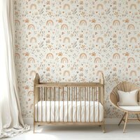 Behang Regenboog en Bloemen