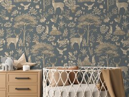 Behang Fantastisch Bos vintage blauw