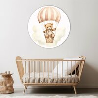 Muurcirkel beertje met parachute roze