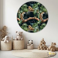 muurcirkel luipaard in de jungle zwart