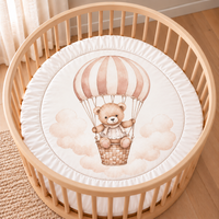 Boxkleed rond beertje met luchtballon roze 