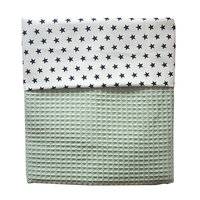 wiegdeken wafelstof ster zwart op wit