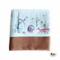 Ledikant deken forest friends met wafelstof cognac