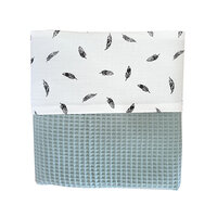 Ledikant deken wafelstof old green