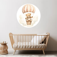 Muurcirkel beertje met parachute roze