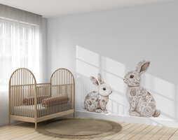 Muursticker Floral konijntjes