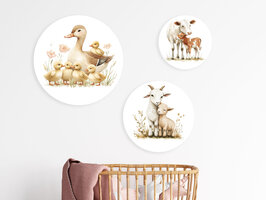 muurcirkel set 3 boerderij dieren
