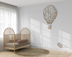 muursticker floral luchtballon met muisjes