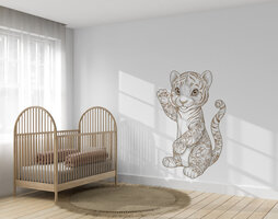 muursticker floral zwaaiend tijgertje