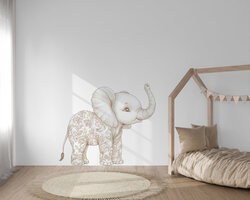 muursticker olifant floral