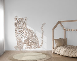 muursticker floral tijger