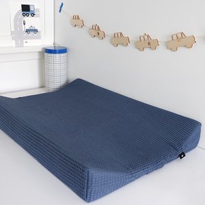 Aankleedkussenhoes Babykamer Wafelstof Basic | donker oud blauw