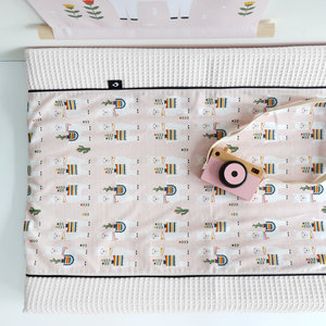 Aankleedkussenhoes Lama oud roze | Wafelstof wit
