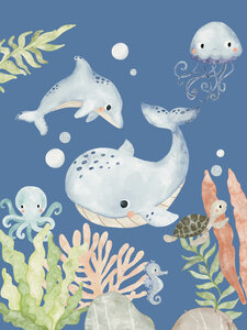 poster under the sea blauw