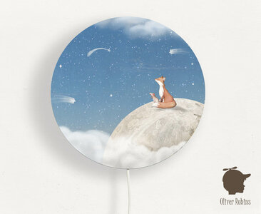 wandlamp rond fox on the moon bleu