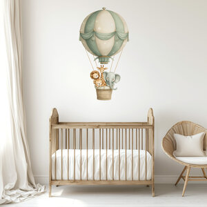 muursticker luchtballon jungle dieren groen
