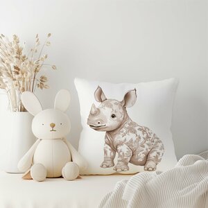 kussen floral neushoorn