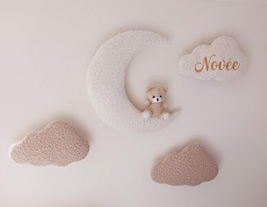 wolk en maan set warm led licht beige wolkjes