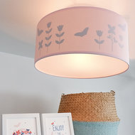 Plafondlamp Bloemen & vlinders silhouet roze