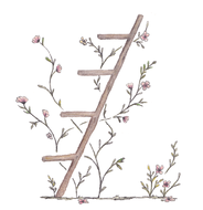 muursticker ladder met bloemetjes