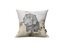 kussen dino met hoorn grijs (triceratops)