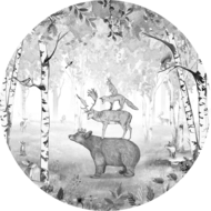 muurcirkel bear king grijs