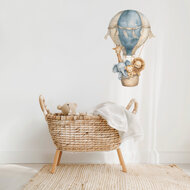 Muursticker luchtballon jungle dieren blauw