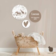 muurcirkel set Animal parade bruin