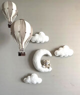 Muurdecoratie wolkjes maan en beertje 
