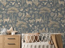 Behang Fantastisch Bos vintage blauw