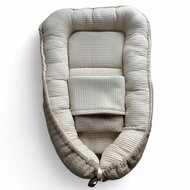 Babynestje wafel met teddystof lichtbeige
