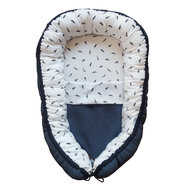 Babynestje veren/wafelstof donker oud blauw compleet