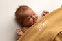 hydrofiel swaddle met naam camel_