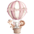 muursticker luchtballon jungle dieren roze_