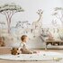 Behang Safari aquarel giraf en dieren_