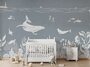 Behang onderwaterwereld monochroom blauw_
